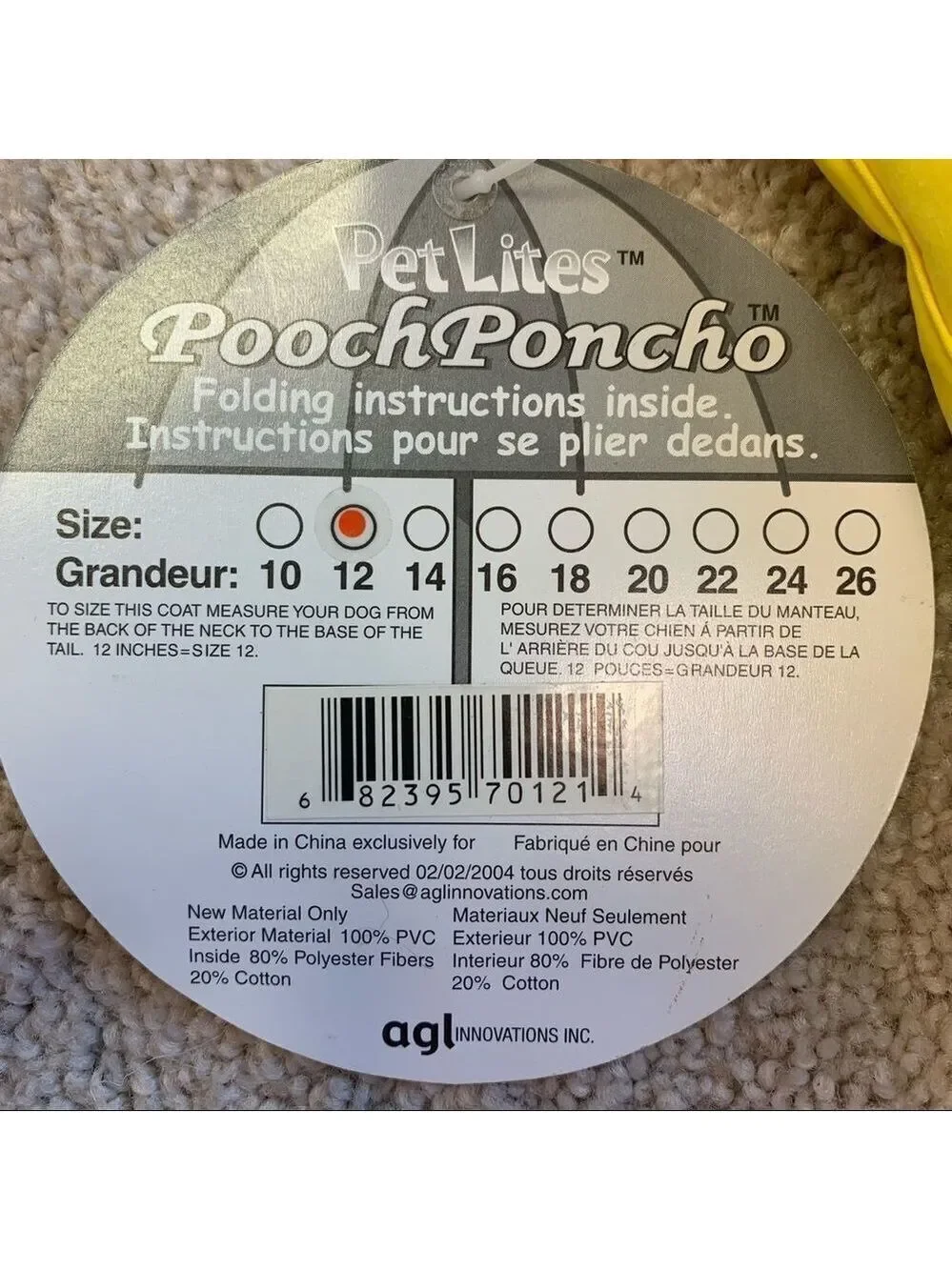 PETLITES Poochponcho yellow small breed dog raincoat multiple sizes